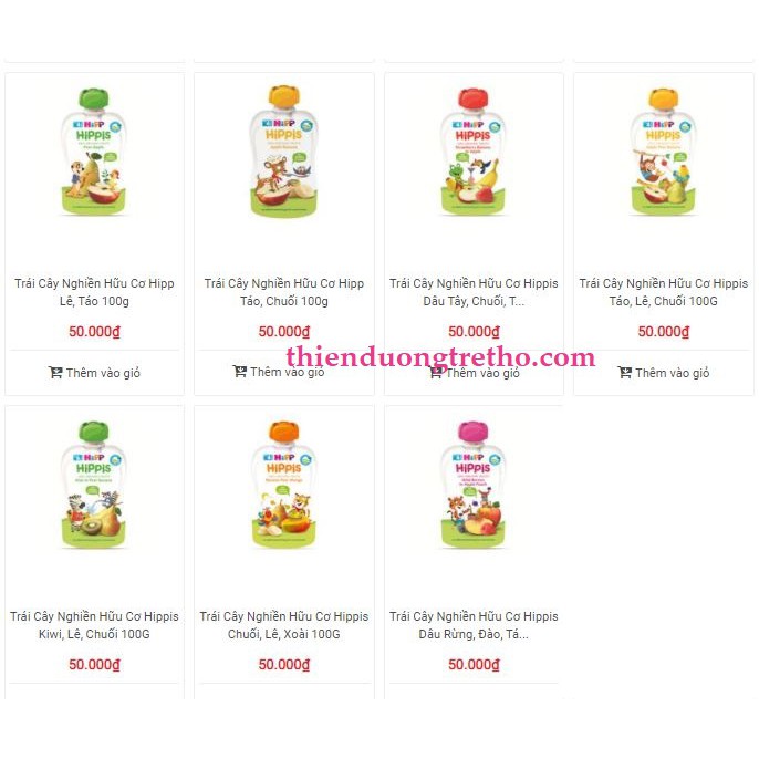 Trái cây nghiền 100% hữu cơ HiPPiS Hipp Organic