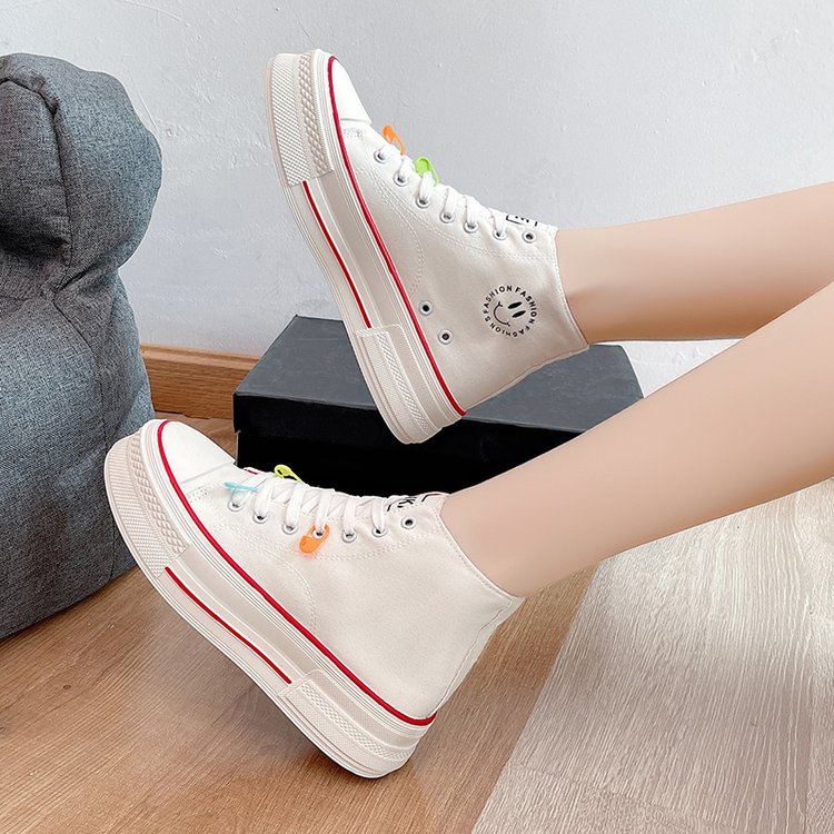 Giày Vải Canvas Cổ Cao Cột Dây Thoáng Khí Thoải Mái Phong Cách Mới