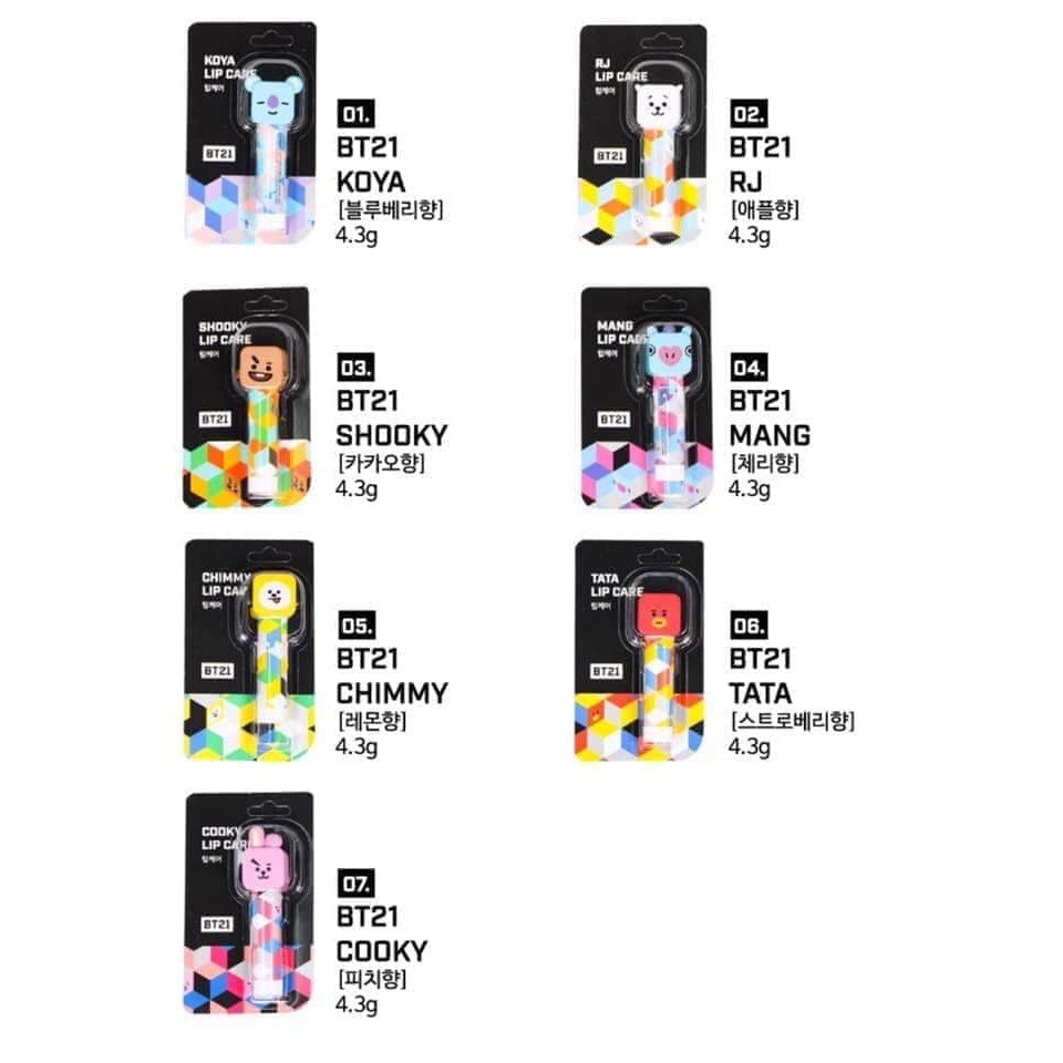 Son Dưỡng Bt21 #Rj #Koya #Shooky #Mang #Chimmy #Tata #Cooky - Son Dưỡng  Môi, Trị Thâm | Thefaceholic.Com