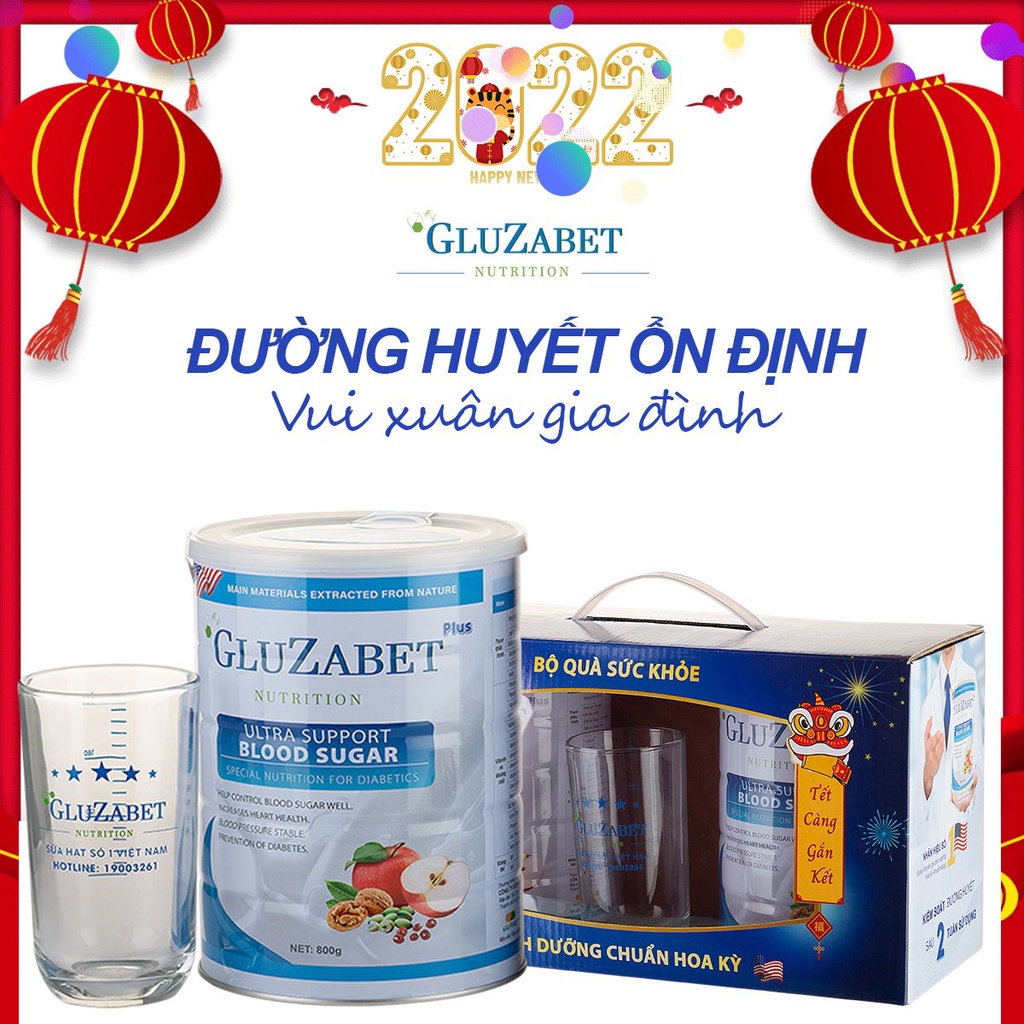 [Chính hãng] Sữa dinh dưỡng Gluzabet  hộp sắt (800g) dành cho người tiểu đường - COMBO TẾT SUM VẦY