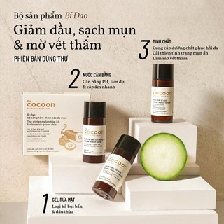 Bộ 3 chăm sóc da cocoon Gel bí đao rửa mặt 15ml + Toner Nước cân bằng 15ml + Serum Tinh chất bí đao15ml