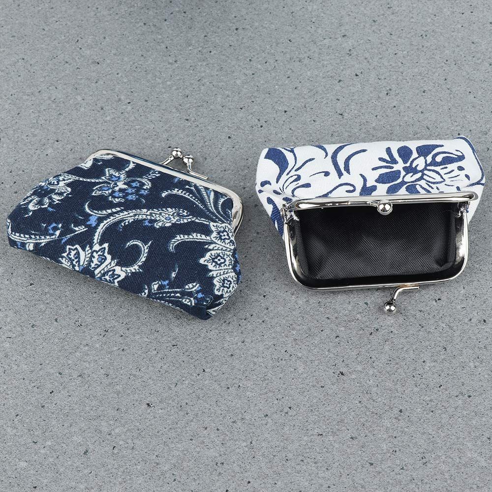 NEDFS Ví đựng tiền xu/thẻ mini bằng sứ màu xanh dương và trắng cổ điển thời trang cho nữ