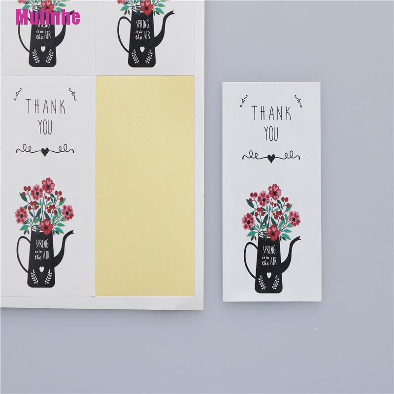 Bộ 60 Cái Nhãn Giấy In Chữ Thankyou Và Hoa Làm Bằng Tay