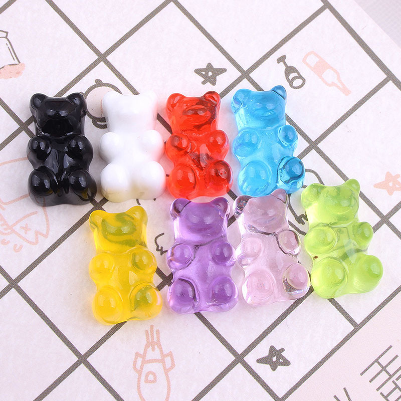 Set 10 Phụ Kiện Trang Trí Ốp Lưng Điện Thoại Trong Suốt Hình Gấu Đáng Yêu