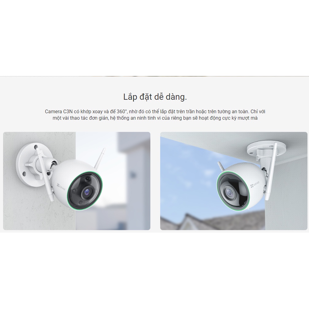 Camera IP Wifi (Hikvision) EZVIZ C3N 2MP - Full HD 1080P - Full Color - Chuẩn Nén H.265 | Ezviz C1C-B - C6N - TY1 - TY2 | WebRaoVat - webraovat.net.vn