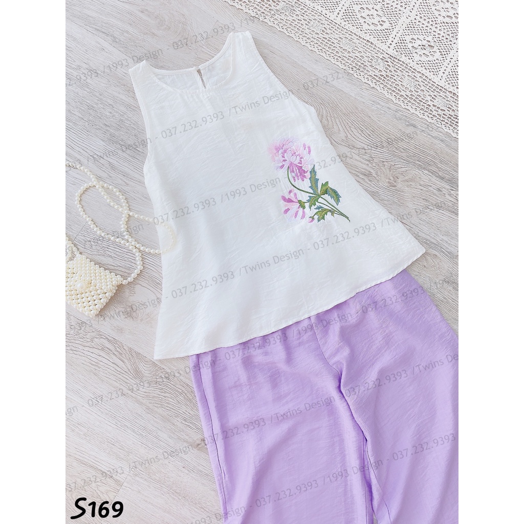 Bộ đũi nữ, bộ đồ nữ TWINS STORE thêu hoa, chất đũi lien siêu mát - S169