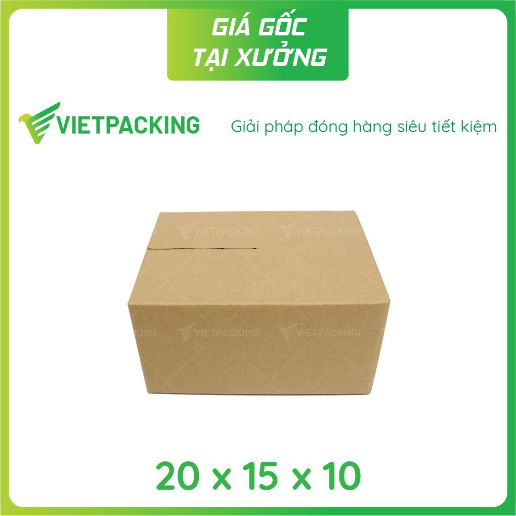 [Sản phẩm bán chạy] 50 hộp carton size 20x15x10 giấy cứng, 2 mặt nâu, hộp đẹp vuông vức  ཾ