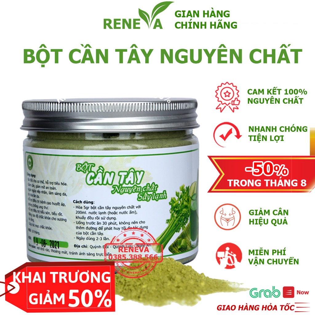 Bột Cần Tây Sấy Lạnh Nguyên Chất, Bột Cần Tây Giảm Cân An Toàn Tiện Dụng, Da Xinh Dáng Đẹp Vạn Người Mê BCT03 RENEVA