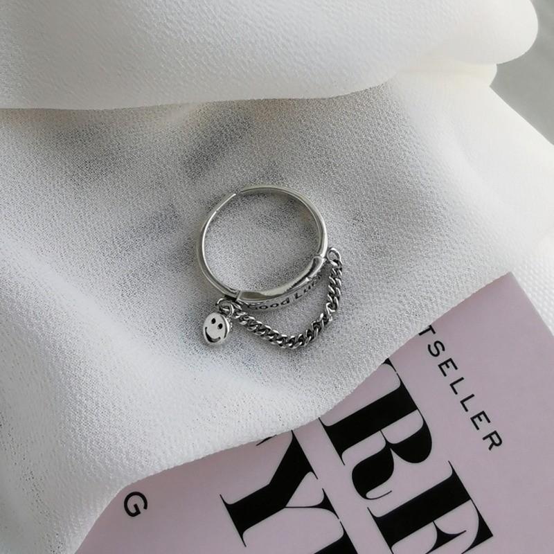 Nhẫn phối mặt hình mặt cười thiết kế cá tính phong cách Hàn quốc thời trang