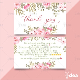 Card Cám Ơn, Phiếu Cảm Ơn, Card Thank You cho Shop Quần Áo, Mỹ phẩm - Size 9 x 5.4cm - In Họa Tiết Hoa Lá Hồng 12