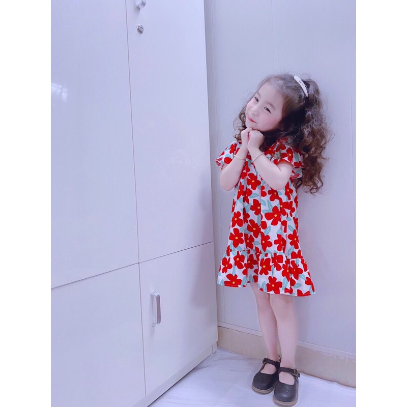 Váy Hoa Baby Doll Cho Bé Gái Chất Đũi Tơ Mềm Mát