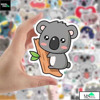 Sticker PVC Gấu Koala ST-143 - Cả bộ 50 Hình dán Stickers Chống nước Dán Xe Mũ bảo hiểm Vali Laptop Điện thoại