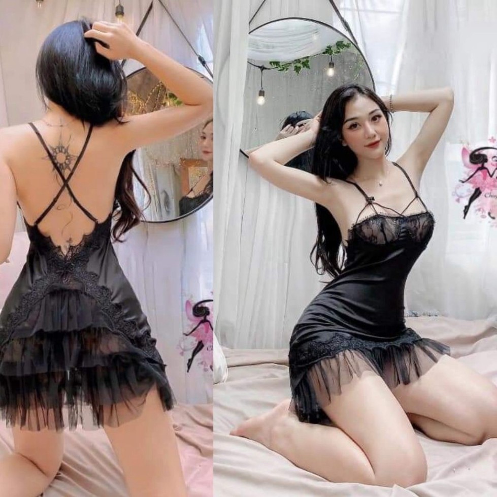 Váy ngủ sexy ❣️FREE SHIP❣️ Đầm ngủ sexy Quảng Châu Vải Satin Chất Siêu Mát Dáng Siêu Xinh