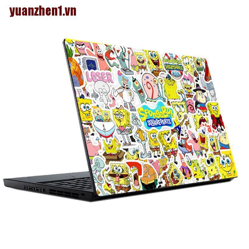 [YUANZHEN1] Gói 50 Miếng Dán Hoạt Hình SpongeBob Graffiti Cho Xe Máy Notebook