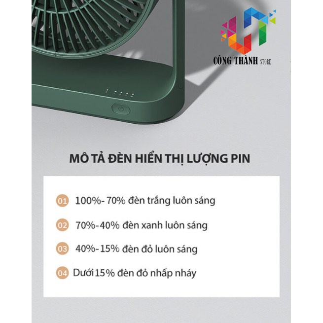 [Hàng Chính Hãng] Quạt để bàn không dây JISULIFE dung lượng pin 4000mAh 4 tốc độ xoay 330 độ tiện dụng | BigBuy360 - bigbuy360.vn
