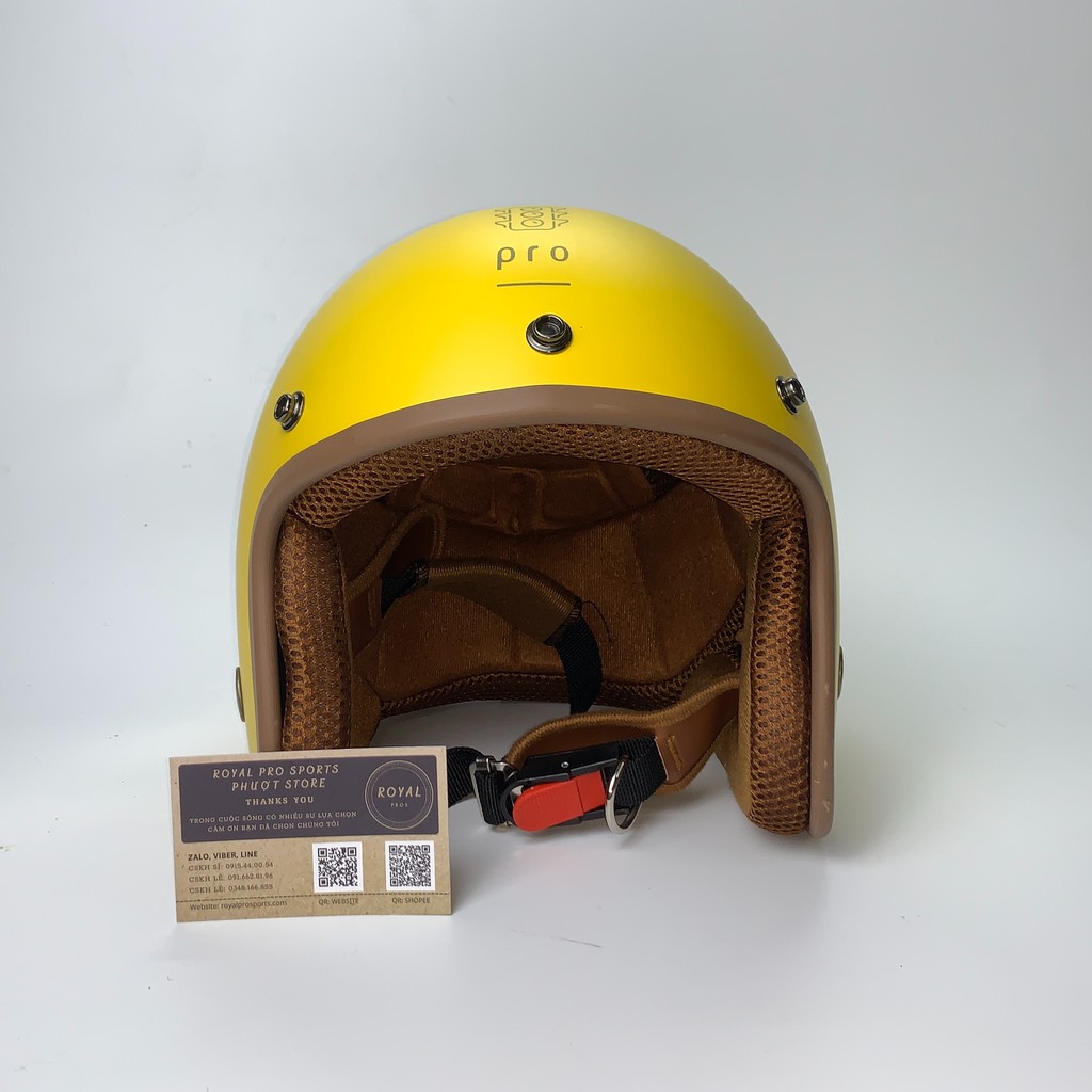 Mũ Bảo Hiểm 3/4 VỊT VÀNG Viền Nâu Cao Cấp - Nón bảo hiểm xe máy, xe motor, phượt, du lịch.