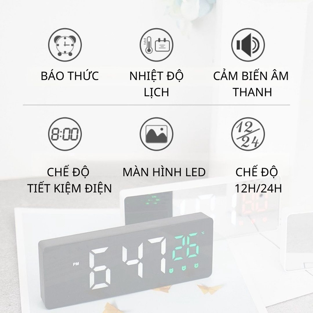 Đồng hồ để bàn điện tử led mini trang trí decor báo thức thông minh DHDB