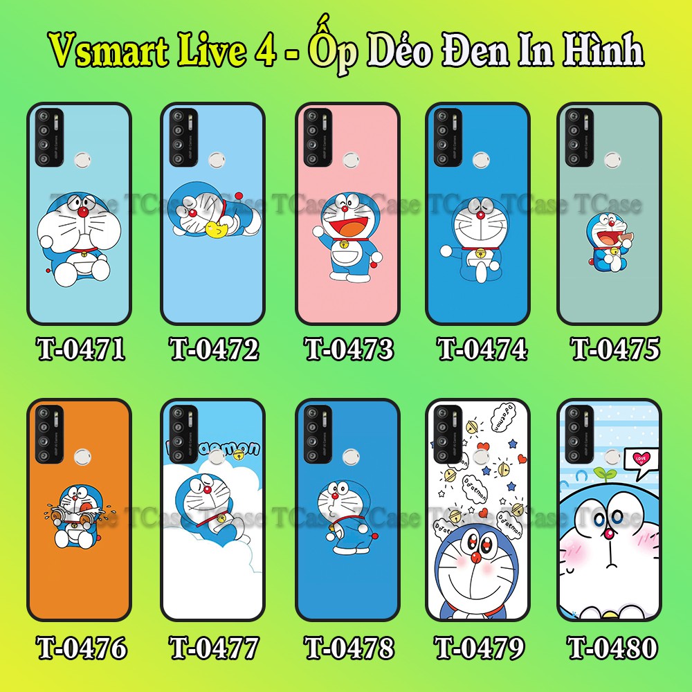 Ốp lưng Vsmart Live 4 dẻo đen in hình Hoạt hình Chú mèo Doraemon