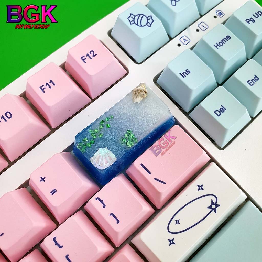 Keycap Lẻ chủ đề bãi biển ốc và sò cực đẹp OEM 2U profile ( keycap resin độc lạ )( Keycap Artisan )