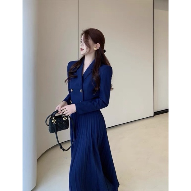 Clara✨ Set váy công sở xanh saphia