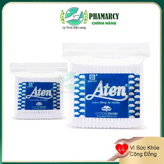 Tăm bông Aten Ngoáy tai lấy ráy tai lõi nhựa bông 2 đầu êm chắc dùng cho người lớn ( dạng gói 100 que)