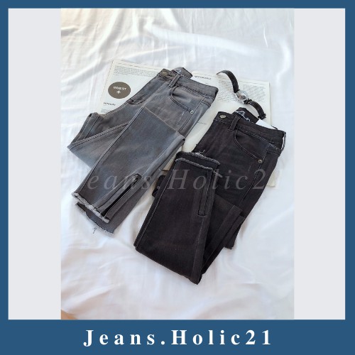 quần jeans skinny lưng cao dây kéo chân không rách và đen không dây kéo vnxk