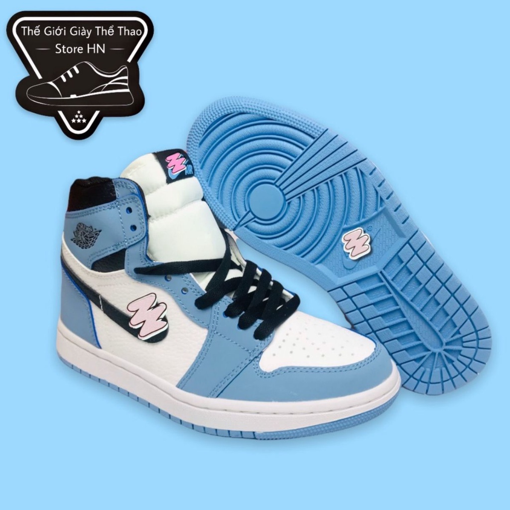 Giày Sneaker Air Jordan Cao Cổ, Giày JD1 xanh da trời baby cao cổ mới màu xanh university