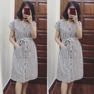 Đầm sọc kẻ đen-trắng