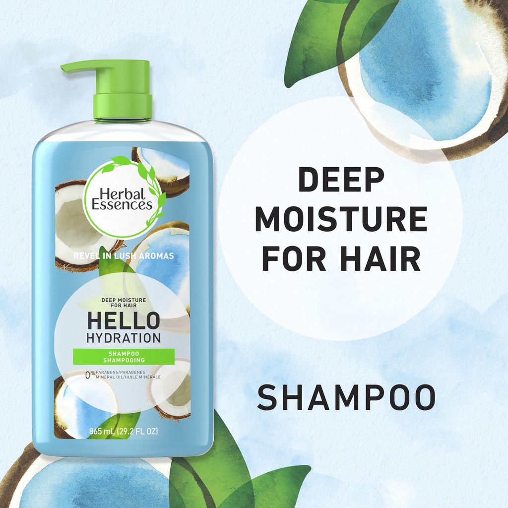 Dầu gội/xả dưỡng ẩm tóc Herbal Essences Hello Hydration Moisturizing Hair Shampoo 346ml/865ml/1L