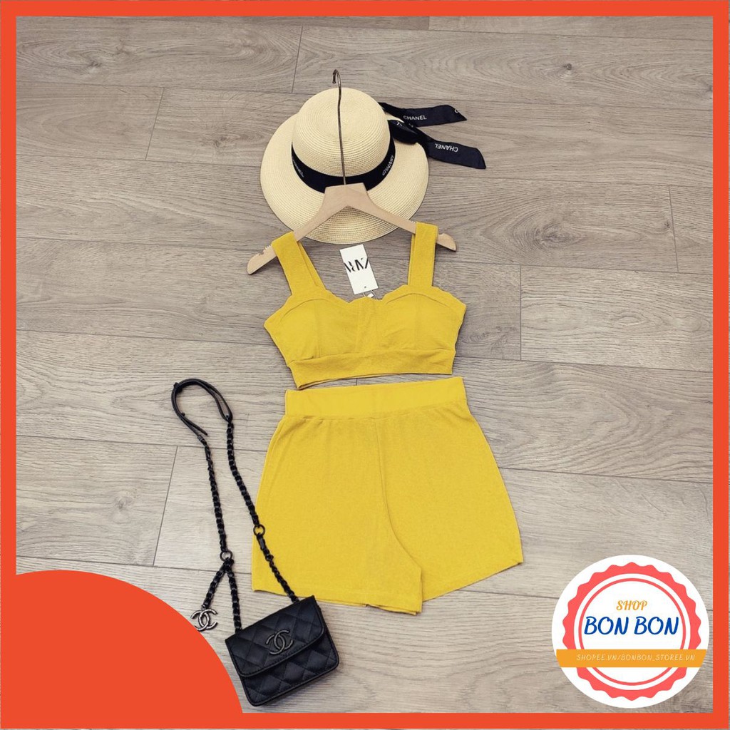 Bikini Nữ 2 Mảnh Quần Đùi Cạp Cao Aó Crop V007