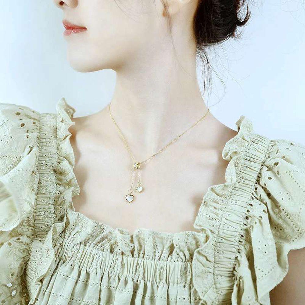 Vòng Cổ Choker Bằng Thép Titan Mặt Hình Trái Tim Thanh Lịch Cho Nữ