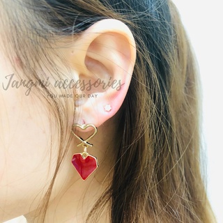 Khuyên tai, bông tai Bạc 925 hình trái tim BT0005 Jangmi Accessories