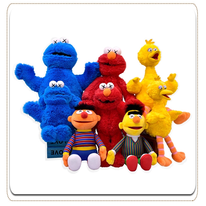 Giá trị tuyệt vời! Hàng Thời Trang Phổ Biến Đồ Chơi Nhồi Bông UNIQLO x KAWS x Sesame Street Thương Hiệu Lớn Elmo Ernie Burt Cookie Monster