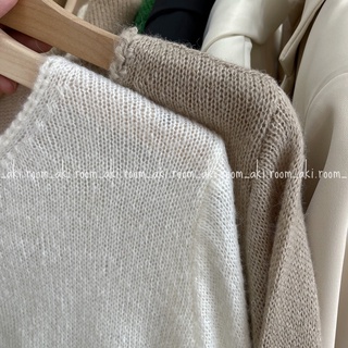 Áo cardigan len lông mỏng cúc bọc cổ tròn