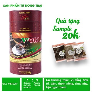 Cà phê nguyên chất Blend Robusta - Arabica 250gr, cafe bột pha phin ngon chuẩn UTZ V'ori