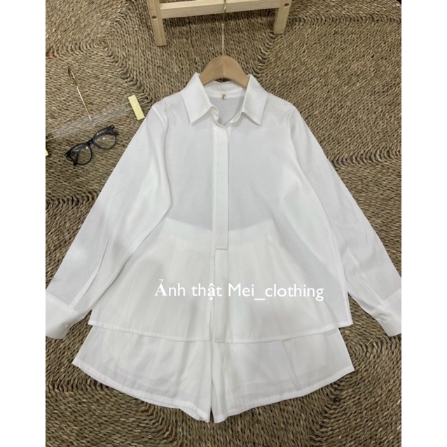 [Ảnh thật/video] SET SƠMI chất voan trượt kèm quần style Hàn Quốc