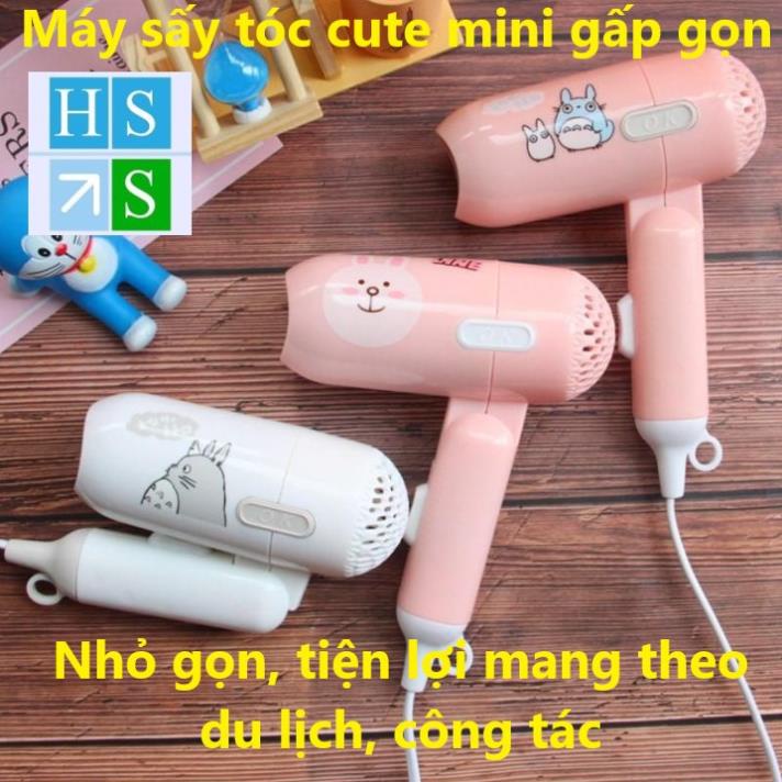 (Bán sỉ) Máy sấy tóc mini (Gấp gọn, 2 chế độ) Kiểu dáng cute, nhỏ gọn bỏ túi tiện mang theo du lịch, công tác - HS Shop