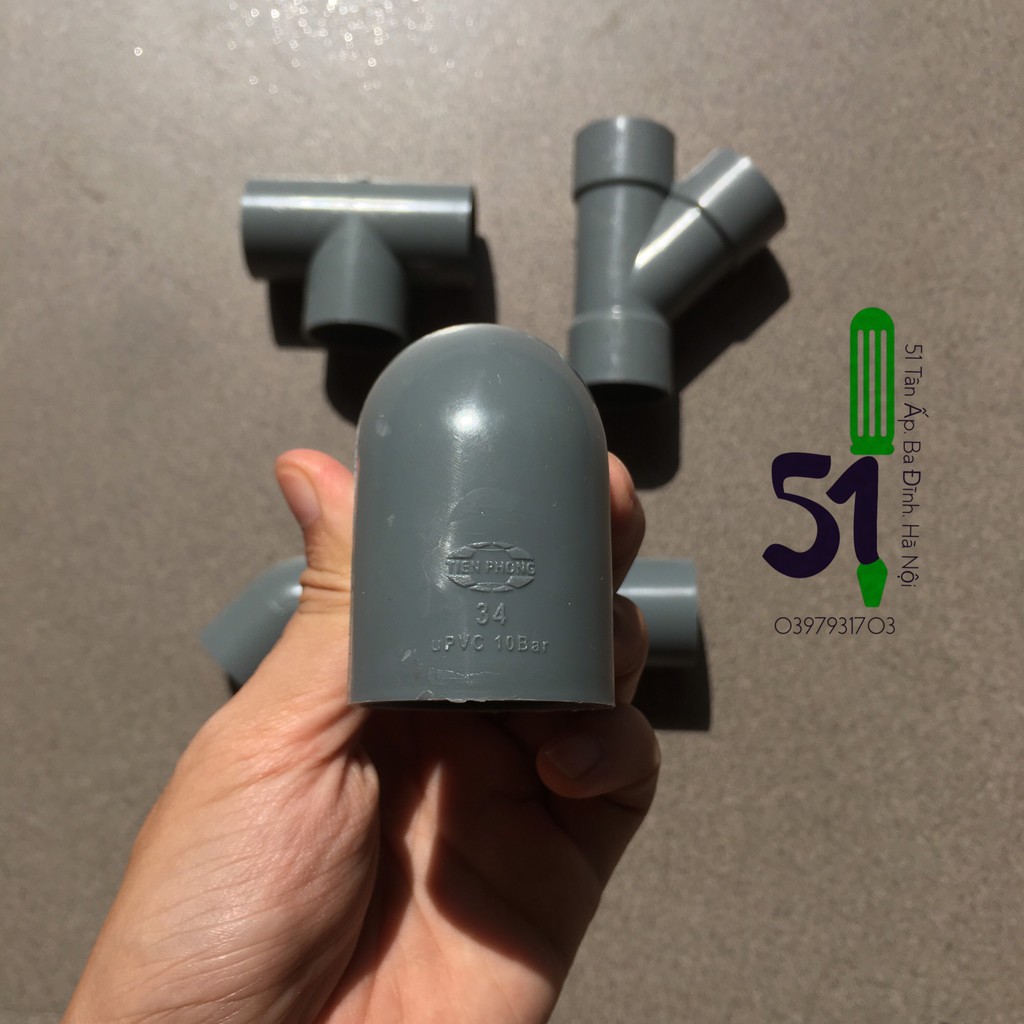 Tê 34 - Cút  34 - Chếch   34 - Măng sông  ống nhựa PVC phi 34 Tiền Phong