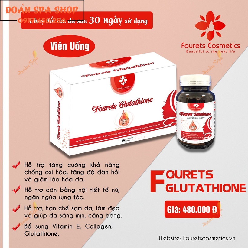 Viên uống trắng da FOURETS GLUTATHIONE Fourets Cosmetics