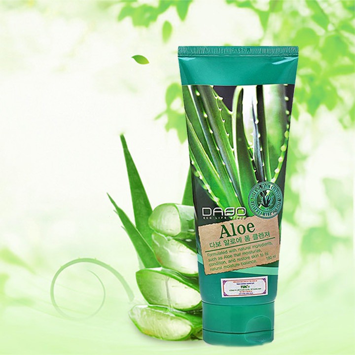Sữa Rửa Mặt DABO Lô Hội Hàn Quốc 180ml sạch sâu, se khít lỗ chân lông, ngừa mụn và dưỡng ẩm , Sữa rửa mặt chính hãng
