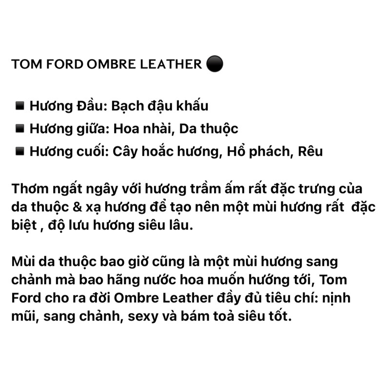 TF OMBRE LEATHER • Eau de Parfum - 10ML Nước Hoa Chính Hãng