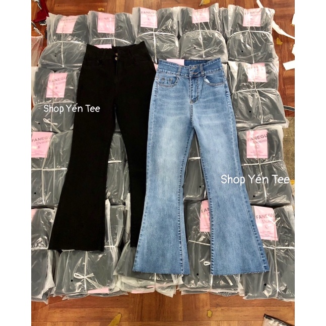 ( 2 màu ) Quần jeans Ống Loe trơn