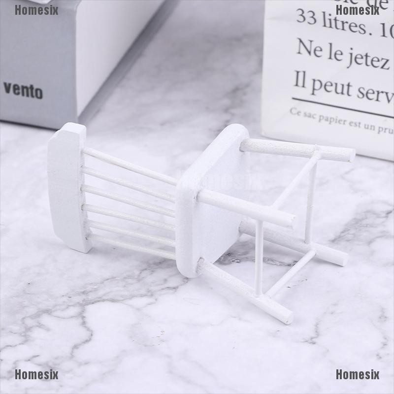 [HoMSI] 3Pcs/Set 1/12 Doll House Mini Furniture Dining Table Chair Set Toy Model Decor SUU