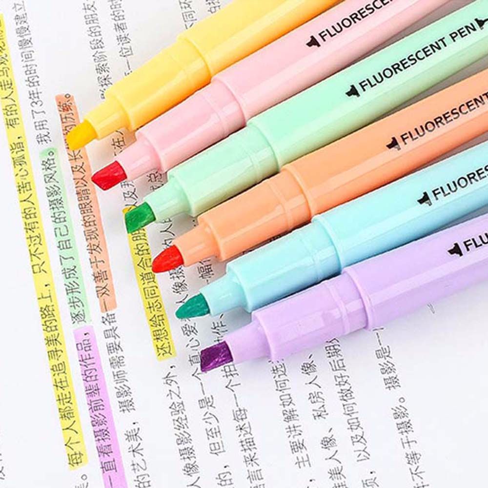 Set 6 Bút Dạ Quang Hai Đầu Màu Sắc Kẹo Ngọt Dành Cho Học Sinh / Văn Phòng