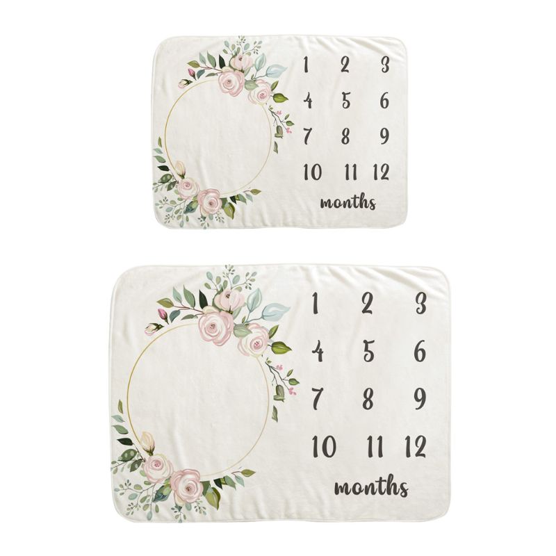 Chăn In Họa Tiết Vòng Hoa Đánh Dấu Cột Mốc Phát Triển Theo Tháng Làm Phụ Kiện Chụp Ảnh Cho Bé
