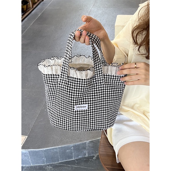 Jiashucheng Túi Xách Vải Canvas Cỡ Lớn Phối Ren Thời Trang Xuân Hè