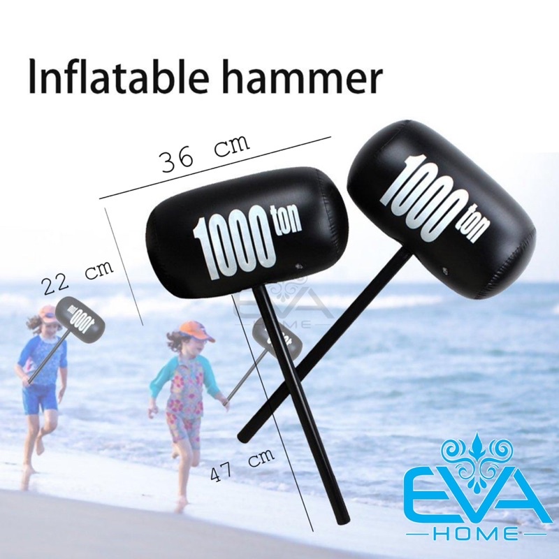 Đồ Chơi Bơm Hơi Búa Tạ Đen Lớn 1000 Ton Big Size Vui Nhộn Kèm Bơm Large Inflatable Hammer 1000Ton With Pump