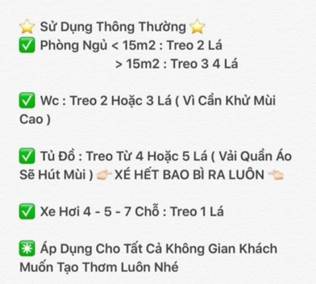 Combo 15 lá thơm treo xe ô tô phòng ngủ phòng tắm cực thơm