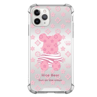 Ốp lưng iPhone điện thoại mặt gương Bear Hồng
