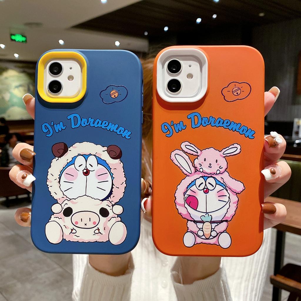 Ốp điện thoại TPU in hình Doraemon 3 trong 1 cho IPhone 13 12 11 7Plus X Xs Max XR